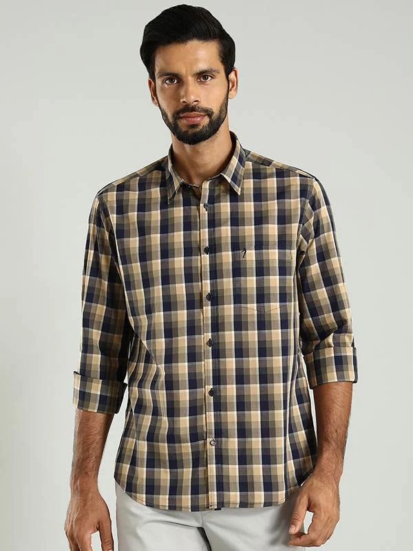Indian Terrain Men's Regular Fit Full Sleeve Checkered Multicolor Shirt